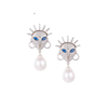 Ìdòlá Large Earrings with Gemstone Eyes and Pearl Drop
