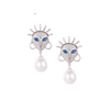 Ìdòlá Large Earrings with Gemstone Eyes and Pearl Drop